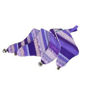 4 Designer Purple Ribbon Christmas Stocking Ornament Satin Silk Grosgrain 66702